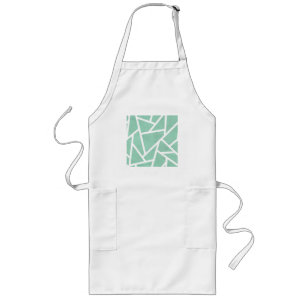 Mint green and white mosaic pattern long apron