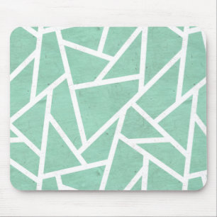 Mint green and white mosaic pattern mouse mat
