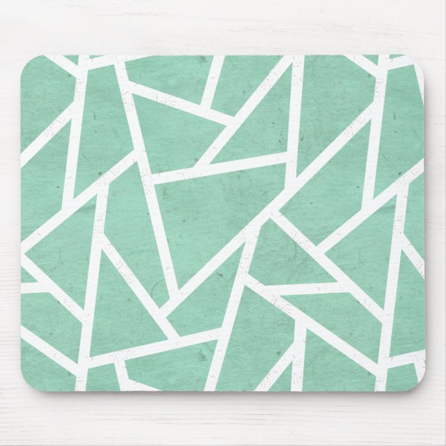 Mint green and white mosaic pattern mouse mat (Front)
