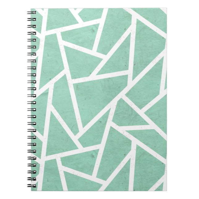 Mint green and white mosaic pattern notebook (Front)