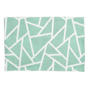 Mint green and white mosaic pattern pillowcase