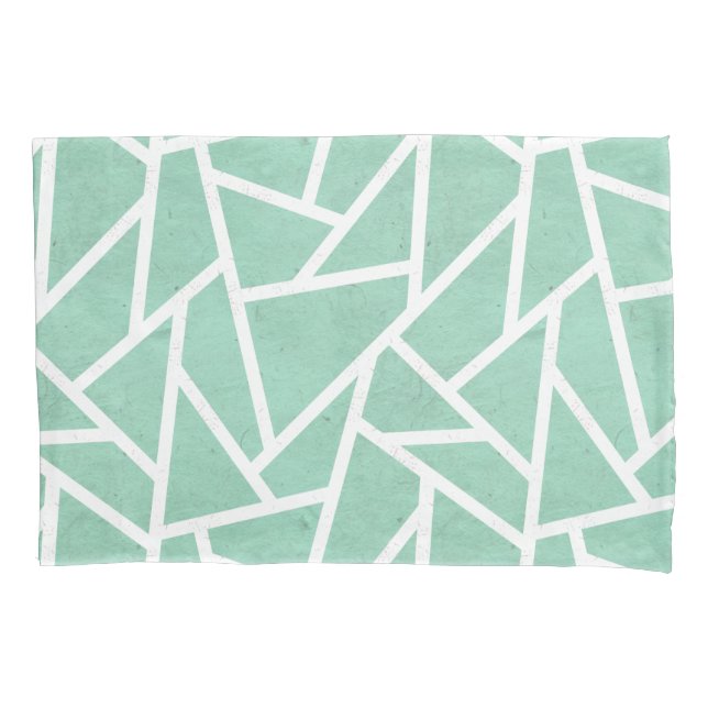 Mint green and white mosaic pattern pillowcase (Front)