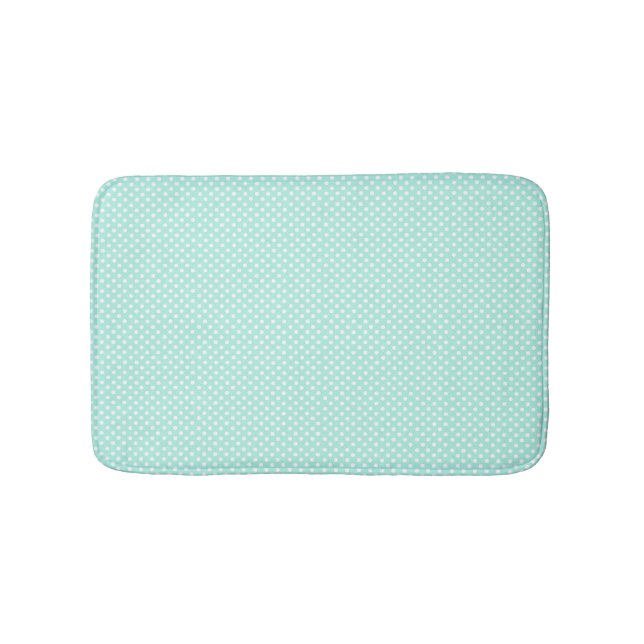 Mint Green and White Polka Dot Bath Mat (Front)