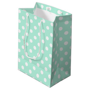 Mint green and white polka dots design giftbag medium gift bag