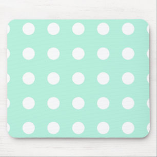 mint green and white polka dots mouse mat