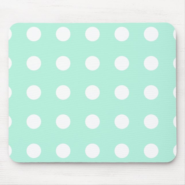 mint green and white polka dots mouse mat (Front)