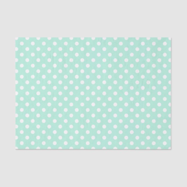 mint green and white polka dots tissue paper (Front)