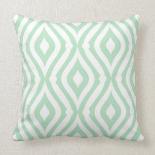 Mint-Green And White Seamless Geometric Pattern Cushion