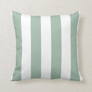 Mint Green and White Striped Cushion