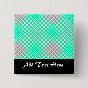 Mint Green and White Tilted Squares Pattern 15 Cm Square Badge