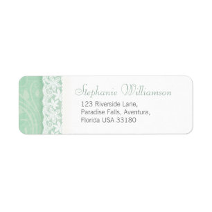 Mint green and white wedding return reply address