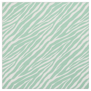 Mint Green and White Zebra Print Stripes Fabric