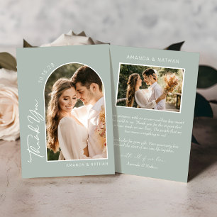 Mint Green Arch Photo Wedding Thank You Card