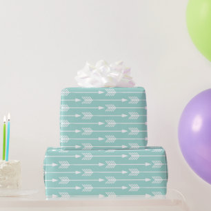 Mint Green Arrows Pattern Wrapping Paper