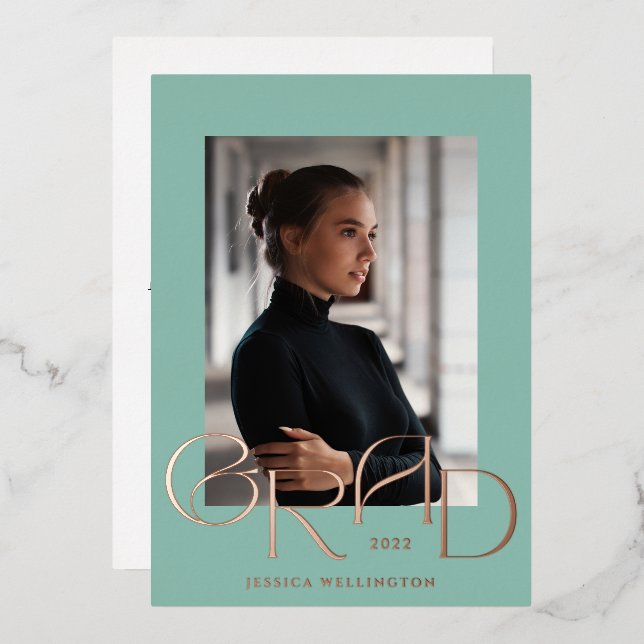 Mint Green Art Deco Tyopgraphy Graduate Photo 2022 (Front/Back)