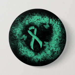 Mint Green Awareness Ribbon Grunge Heart 7.5 Cm Round Badge
