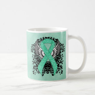 Mint Green Awareness Ribbon with Wings Coffee Mug