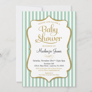 Mint Green Baby Shower Invitation Neutral Boy Girl