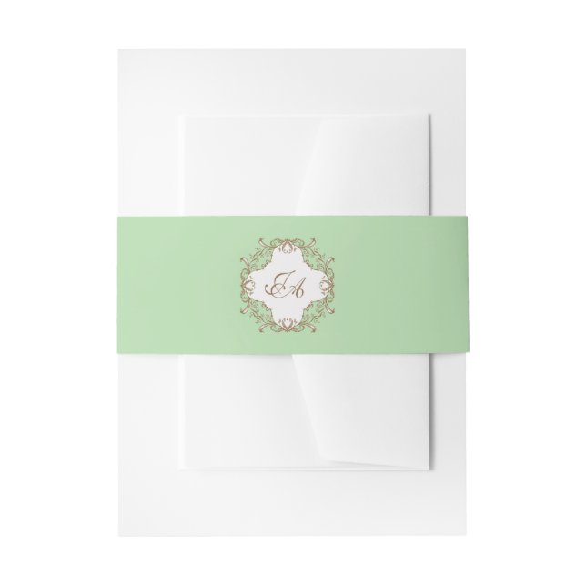Mint Green Baroque Wedding Invitation Belly Band (Front Example)