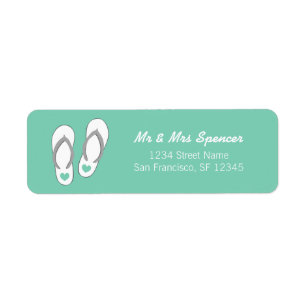 Mint green beach slippers Return Address Labels