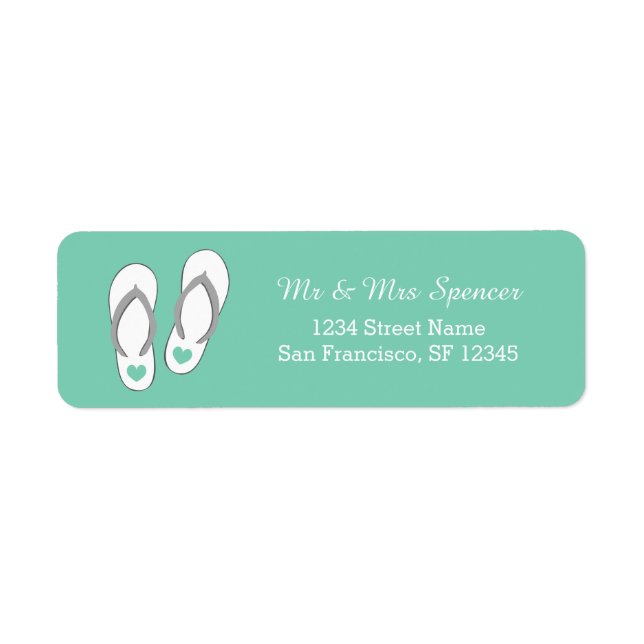 Mint green beach slippers Return Address Labels (Front)