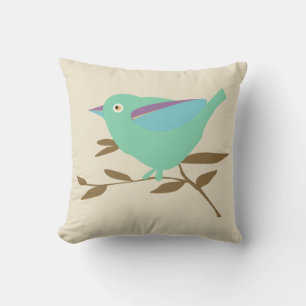 Mint green bird cushion