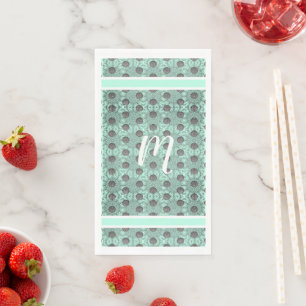 Mint Green, Black, and Grey Polka Dots Pattern Napkin