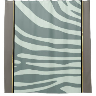 Mint green, black and mint green shower curtain