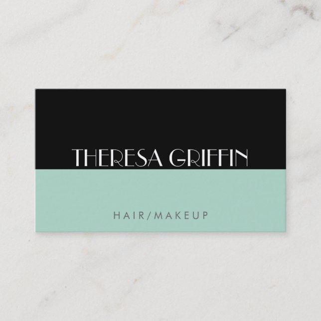 Mint Green / Black Business Card (Front)