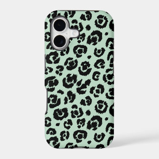 Mint Green Black Leopard Print