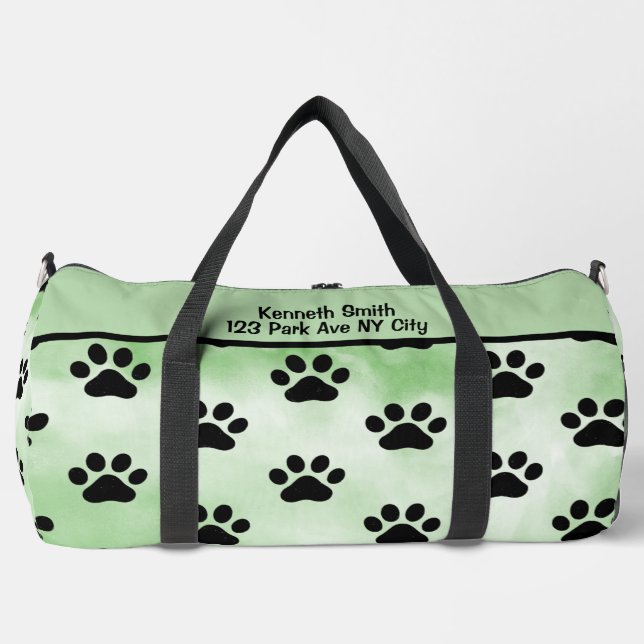 Mint Green Black Paw Print Bag (Front)