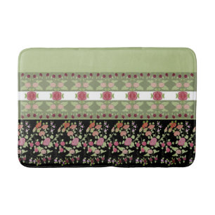 Mint Green Black Pink and Burgundy Bath Mat