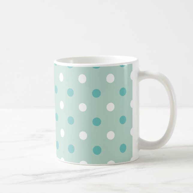 Mint green blue dots coffee mug (Right)