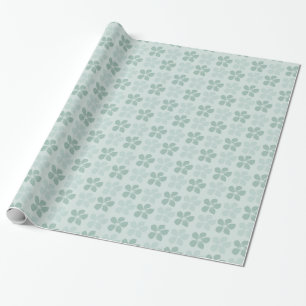Mint Green Blue Floral Blooms Wrapping Paper