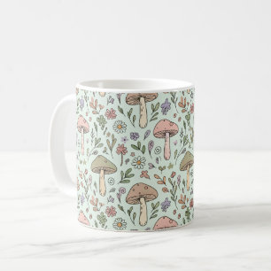 Mint Green Botanical Fungi Seamless Pattern Coffee Mug