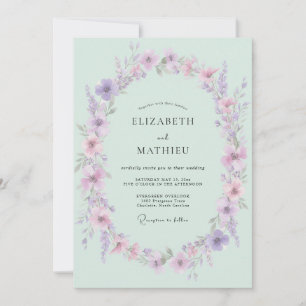 Mint Green Botanical Wedding Invitation