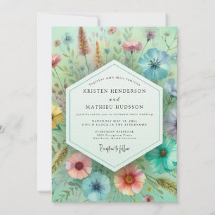 Mint Green Botanical Whimsy Wedding Invitation