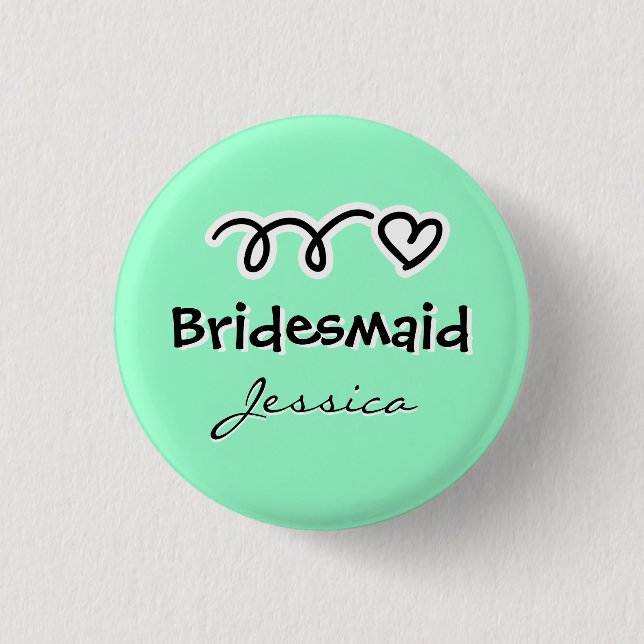 Mint green bridesmaid buttons | personalised name (Front)