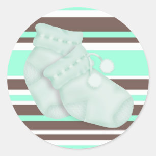 Mint Green Brown Baby Shower Sticker