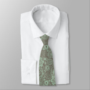 Mint-Green & Brown Lace Pattern Tie