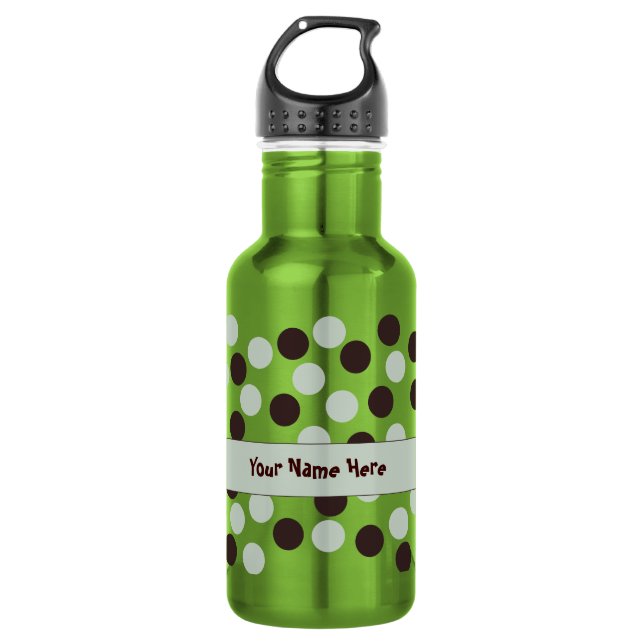 Mint Green & Brown Polka Dot Reusable Bottles (Front)