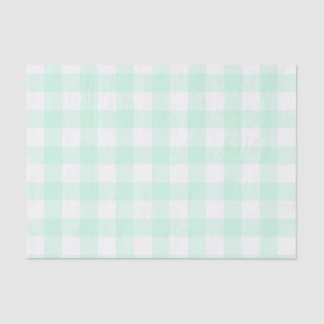 Mint Green Buffalo Check Pattern Tissue Paper (Front)