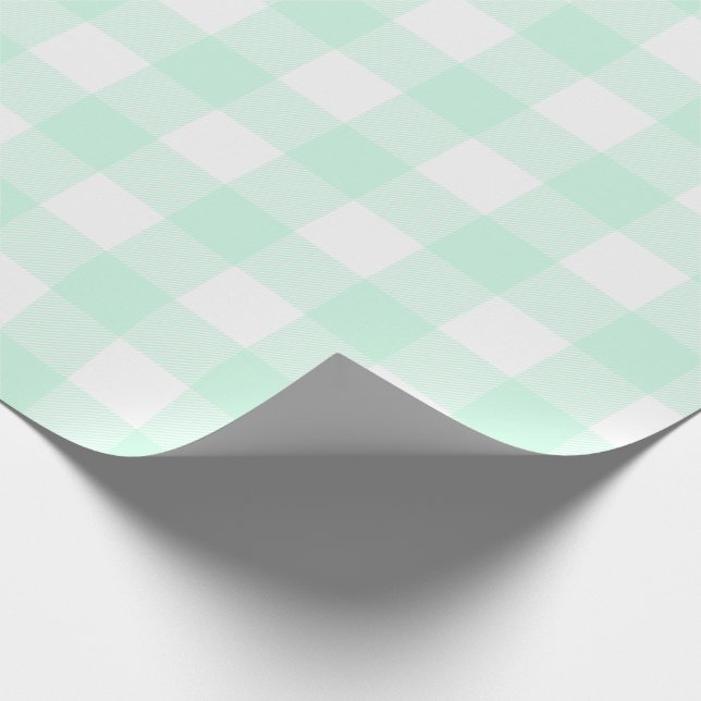 Mint Green Buffalo Check Pattern Wrapping Paper (Corner)