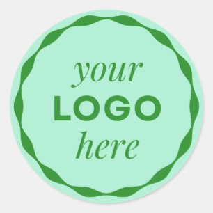 Mint Green Business Logo Scalloped Circle Sticker
