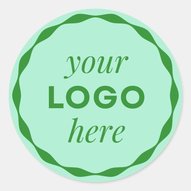 Mint Green Business Logo Scalloped Circle Sticker (Front)