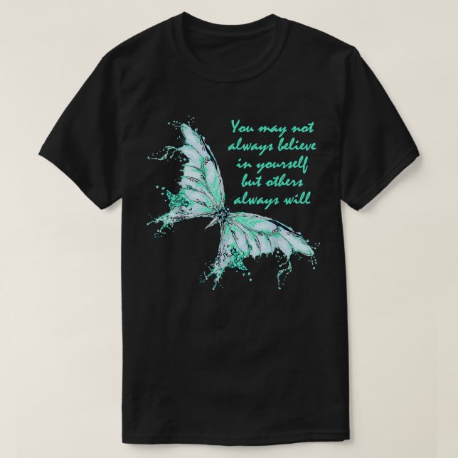 Mint Green Butterfly Mental Health Awareness 5781  T-Shirt (Design Front)