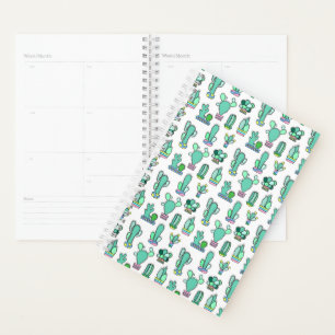 Mint Green Cactus & Succulent Plant Pattern Planner