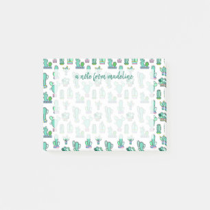 Mint Green Cactus & Succulent Plant Pattern Post-it Notes
