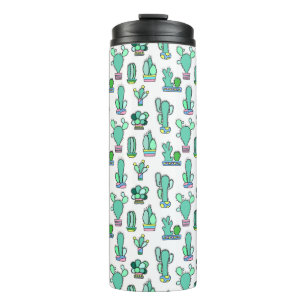 Mint Green Cactus & Succulent Plant Pattern Thermal Tumbler
