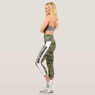 Mint Green Camouflage PERSONALIZE Capri Leggings